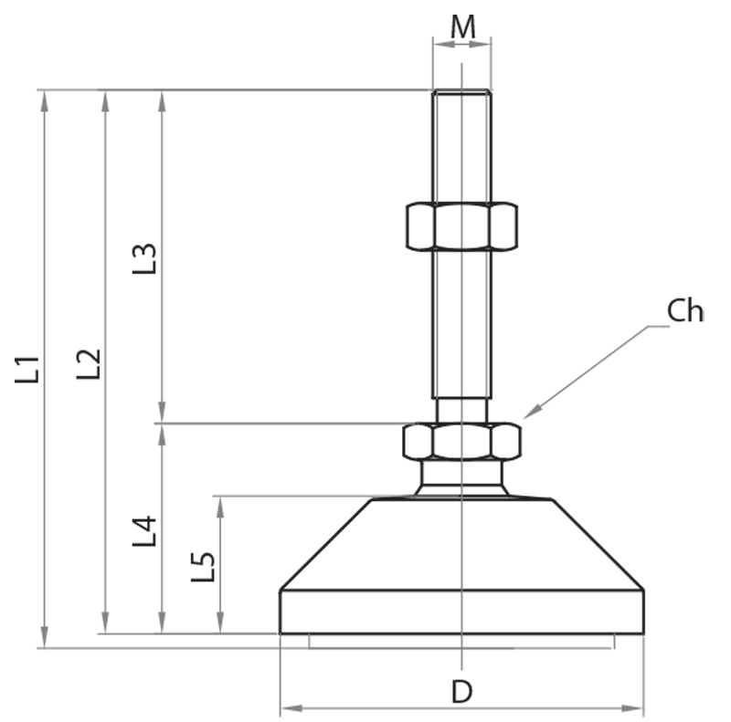 405012L - Anti-vibration articulated feet Ø50 mm / Anti-vibration articulated feet / Support accessories / Products / Alutec | Profili in alluminio, sistemi di trasporto e automazione industriale - Alutec Group 405012L - Anti-vibration articulated feet Ø50 mm / Anti-vibration articulated feet / Support accessories / Products / Alutec | Profili in alluminio, sistemi di trasporto e automazione industriale - Alutec Group