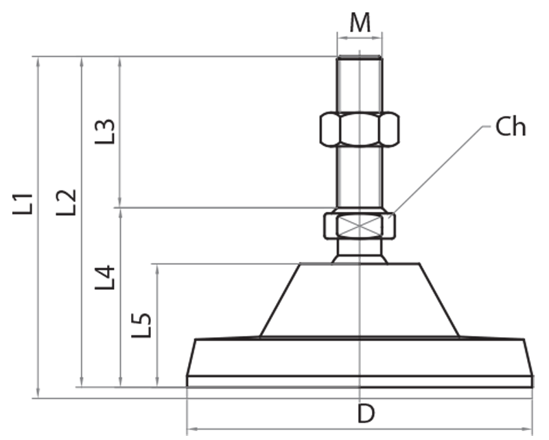 439916L - Anti-vibration articulated feet Ø123 mm / Anti-vibration articulated feet / Support accessories / Products / Alutec | Profili in alluminio, sistemi di trasporto e automazione industriale - Alutec Group 439916L - Anti-vibration articulated feet Ø123 mm / Anti-vibration articulated feet / Support accessories / Products / Alutec | Profili in alluminio, sistemi di trasporto e automazione industriale - Alutec Group