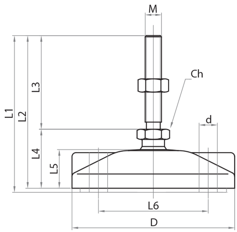 418010L - Anti-vibration fixable articulated feet Ø80 mm / Fixable anti-vibration articulated feet / Support accessories / Products / Alutec | Profili in alluminio, sistemi di trasporto e automazione industriale - Alutec Group 418010L - Anti-vibration fixable articulated feet Ø80 mm / Fixable anti-vibration articulated feet / Support accessories / Products / Alutec | Profili in alluminio, sistemi di trasporto e automazione industriale - Alutec Group