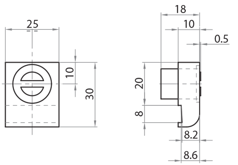 624518 - Fermaporta a calamita kg 4 battuta 18 mm / Accessori di complemento / Accessori per strutture e protezioni / Prodotti / Alutec | Profili in alluminio, sistemi di trasporto e automazione industriale - Alutec Group 624518 - Fermaporta a calamita kg 4 battuta 18 mm / Accessori di complemento / Accessori per strutture e protezioni / Prodotti / Alutec | Profili in alluminio, sistemi di trasporto e automazione industriale - Alutec Group
