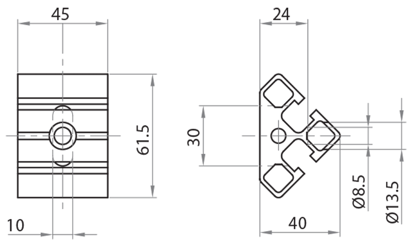 314545 - Winkel für netzartige Strukturen 45 mm / Ergänzendes Zubehör / Zubehör für Strukturen und Schutzeinrichtungen / Produkte / Alutec | Profili in alluminio, sistemi di trasporto e automazione industriale - Alutec Group 314545 - Winkel für netzartige Strukturen 45 mm / Ergänzendes Zubehör / Zubehör für Strukturen und Schutzeinrichtungen / Produkte / Alutec | Profili in alluminio, sistemi di trasporto e automazione industriale - Alutec Group