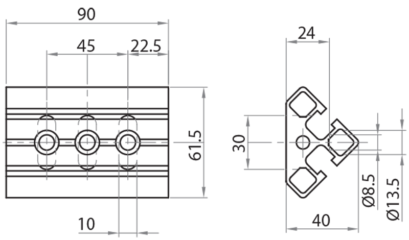 314590 - Particolare per strutture reticolari 90 mm / Accessori di complemento / Accessori per strutture e protezioni / Prodotti / Alutec | Profili in alluminio, sistemi di trasporto e automazione industriale - Alutec Group 314590 - Particolare per strutture reticolari 90 mm / Accessori di complemento / Accessori per strutture e protezioni / Prodotti / Alutec | Profili in alluminio, sistemi di trasporto e automazione industriale - Alutec Group