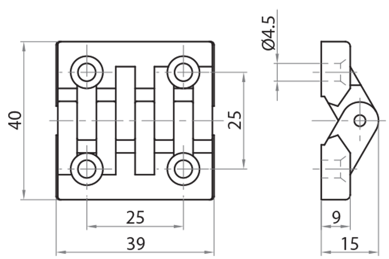 601616 - Cerniera poliammide profilo-pannello viti M4x20 / Accessori di complemento / Accessori per strutture e protezioni / Prodotti / Alutec | Profili in alluminio, sistemi di trasporto e automazione industriale - Alutec Group 601616 - Cerniera poliammide profilo-pannello viti M4x20 / Accessori di complemento / Accessori per strutture e protezioni / Prodotti / Alutec | Profili in alluminio, sistemi di trasporto e automazione industriale - Alutec Group