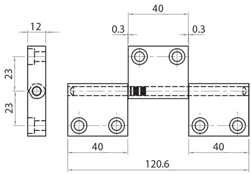 634545 - Triple aluminium hinge 45x45, M6x20 screws / Completion accessories / Accessories for structures and protections / Products / Alutec | Profili in alluminio, sistemi di trasporto e automazione industriale - Alutec Group 634545 - Triple aluminium hinge 45x45, M6x20 screws / Completion accessories / Accessories for structures and protections / Products / Alutec | Profili in alluminio, sistemi di trasporto e automazione industriale - Alutec Group