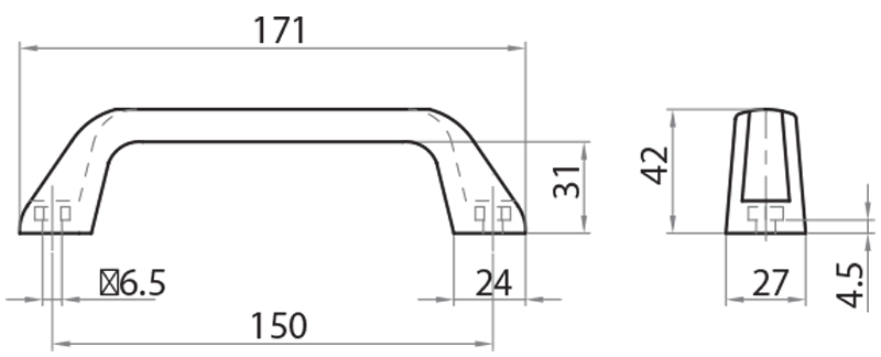 620171 - Maniglia 171 mm con tappi / Accessori di complemento / Accessori per strutture e protezioni / Prodotti / Alutec | Profili in alluminio, sistemi di trasporto e automazione industriale - Alutec Group 620171 - Maniglia 171 mm con tappi / Accessori di complemento / Accessori per strutture e protezioni / Prodotti / Alutec | Profili in alluminio, sistemi di trasporto e automazione industriale - Alutec Group