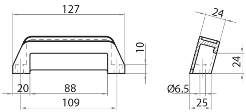 620127 - Accident prevention handle 127 mm / Completion accessories / Accessories for structures and protections / Products / Alutec | Profili in alluminio, sistemi di trasporto e automazione industriale - Alutec Group 620127 - Accident prevention handle 127 mm / Completion accessories / Accessories for structures and protections / Products / Alutec | Profili in alluminio, sistemi di trasporto e automazione industriale - Alutec Group