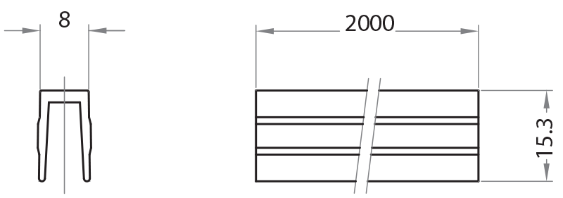 230818 - Groove 8 mm closing and/or reducing profile / Completion elements / Accessories for structures and protections / Products / Alutec | Profili in alluminio, sistemi di trasporto e automazione industriale - Alutec Group 230818 - Groove 8 mm closing and/or reducing profile / Completion elements / Accessories for structures and protections / Products / Alutec | Profili in alluminio, sistemi di trasporto e automazione industriale - Alutec Group