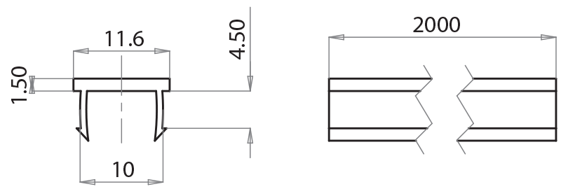 230824 - Groove closing profiles for 10 mm groove / Completion elements / Accessories for structures and protections / Products / Alutec | Profili in alluminio, sistemi di trasporto e automazione industriale - Alutec Group 230824 - Groove closing profiles for 10 mm groove / Completion elements / Accessories for structures and protections / Products / Alutec | Profili in alluminio, sistemi di trasporto e automazione industriale - Alutec Group
