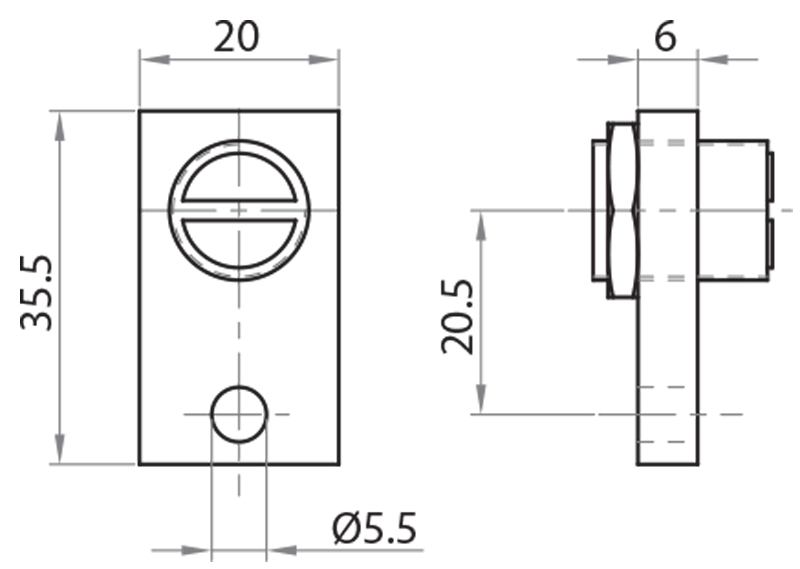 621810 - Magnetischer Türstopper 18,5x10,8 und 18,5x18,5 / Zubehör für 5 mm Hohlprofile / Zubehör für Strukturen und Schutzeinrichtungen / Produkte / Alutec | Profili in alluminio, sistemi di trasporto e automazione industriale - Alutec Group 621810 - Magnetischer Türstopper 18,5x10,8 und 18,5x18,5 / Zubehör für 5 mm Hohlprofile / Zubehör für Strukturen und Schutzeinrichtungen / Produkte / Alutec | Profili in alluminio, sistemi di trasporto e automazione industriale - Alutec Group