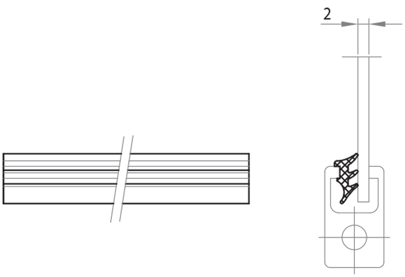 700001 - Seal for glasses and fixed panels mounting 2 mm depth / Accessories for profiles with 5 mm groove / Accessories for structures and protections / Products / Alutec | Profili in alluminio, sistemi di trasporto e automazione industriale - Alutec Group 700001 - Seal for glasses and fixed panels mounting 2 mm depth / Accessories for profiles with 5 mm groove / Accessories for structures and protections / Products / Alutec | Profili in alluminio, sistemi di trasporto e automazione industriale - Alutec Group