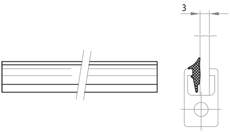700015 - Dichtung für Glas- und Festplattenmontage 3 mm Tiefe / Zubehör für 5 mm Hohlprofile / Zubehör für Strukturen und Schutzeinrichtungen / Produkte / Alutec | Profili in alluminio, sistemi di trasporto e automazione industriale - Alutec Group 700015 - Dichtung für Glas- und Festplattenmontage 3 mm Tiefe / Zubehör für 5 mm Hohlprofile / Zubehör für Strukturen und Schutzeinrichtungen / Produkte / Alutec | Profili in alluminio, sistemi di trasporto e automazione industriale - Alutec Group