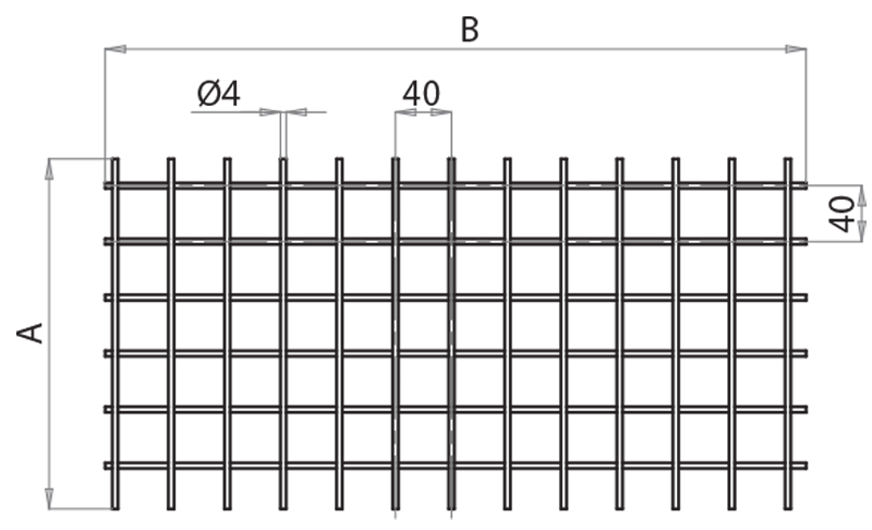 740401G - Accident prevention grid, square mesh 40x40, Ø4 mm bars / Security panels / Accessories for structures and protections / Products / Alutec | Profili in alluminio, sistemi di trasporto e automazione industriale - Alutec Group 740401G - Accident prevention grid, square mesh 40x40, Ø4 mm bars / Security panels / Accessories for structures and protections / Products / Alutec | Profili in alluminio, sistemi di trasporto e automazione industriale - Alutec Group