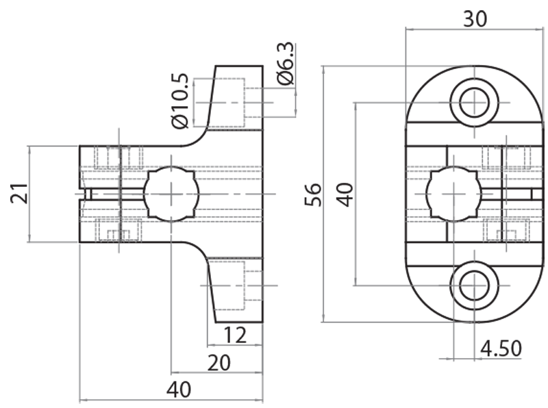 730011 - Connecting clamp with mounting base 10x10 Ø12 mm / Connectors and sensors supports / Supports and guides / Products / Alutec | Profili in alluminio, sistemi di trasporto e automazione industriale - Alutec Group 730011 - Connecting clamp with mounting base 10x10 Ø12 mm / Connectors and sensors supports / Supports and guides / Products / Alutec | Profili in alluminio, sistemi di trasporto e automazione industriale - Alutec Group