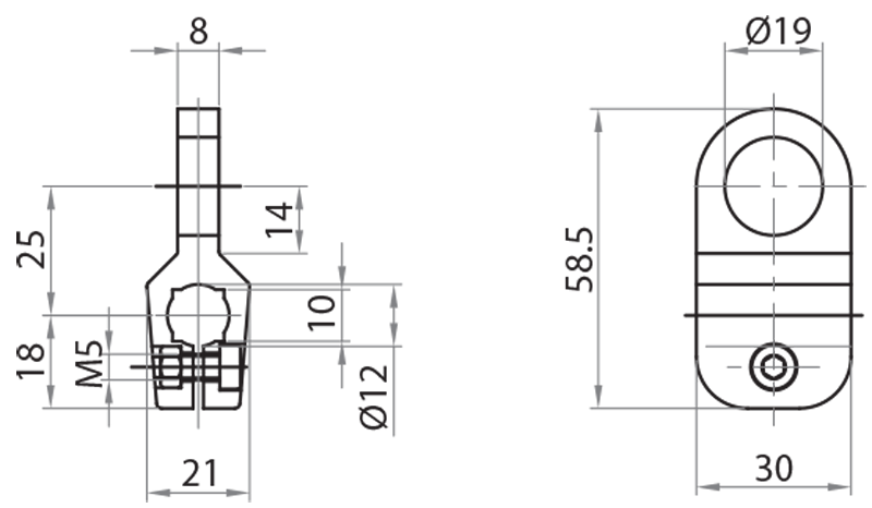 730012 - Morsetto con foro 10x10 Ø12 mm per fotocellula / Morsetti e supporti per fotocellule / Supporti e guide / Prodotti / Alutec | Profili in alluminio, sistemi di trasporto e automazione industriale - Alutec Group 730012 - Morsetto con foro 10x10 Ø12 mm per fotocellula / Morsetti e supporti per fotocellule / Supporti e guide / Prodotti / Alutec | Profili in alluminio, sistemi di trasporto e automazione industriale - Alutec Group