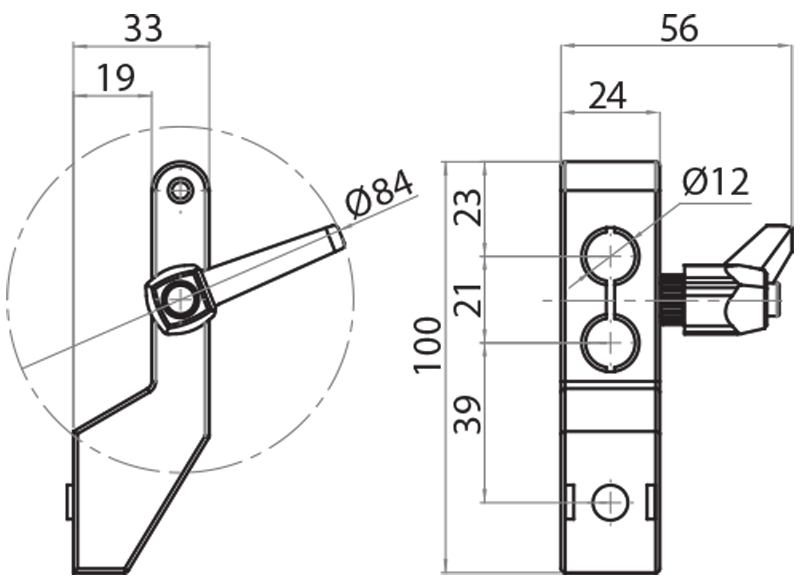 730112-M - Supporto guida di contenimento con maniglia a ripresa / Supporti per guide / Supporti e guide / Prodotti / Alutec | Profili in alluminio, sistemi di trasporto e automazione industriale - Alutec Group 730112-M - Supporto guida di contenimento con maniglia a ripresa / Supporti per guide / Supporti e guide / Prodotti / Alutec | Profili in alluminio, sistemi di trasporto e automazione industriale - Alutec Group