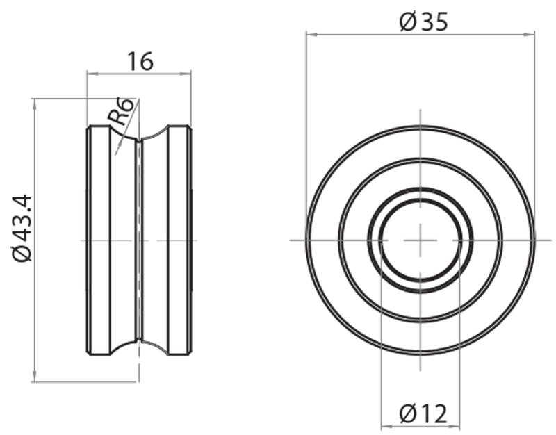 801235 - Laufrad für Gleitführungen / Linearführungen Ø12 / Lineare Laufsysteme / Produkte / Alutec | Profili in alluminio, sistemi di trasporto e automazione industriale - Alutec Group 801235 - Laufrad für Gleitführungen / Linearführungen Ø12 / Lineare Laufsysteme / Produkte / Alutec | Profili in alluminio, sistemi di trasporto e automazione industriale - Alutec Group