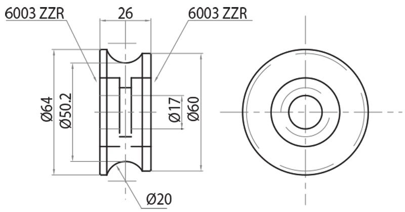 820200 - Ruota Ø64 / Guide lineari Ø20 / Sistemi lineari di scorrimento / Prodotti / Alutec | Profili in alluminio, sistemi di trasporto e automazione industriale - Alutec Group 820200 - Ruota Ø64 / Guide lineari Ø20 / Sistemi lineari di scorrimento / Prodotti / Alutec | Profili in alluminio, sistemi di trasporto e automazione industriale - Alutec Group