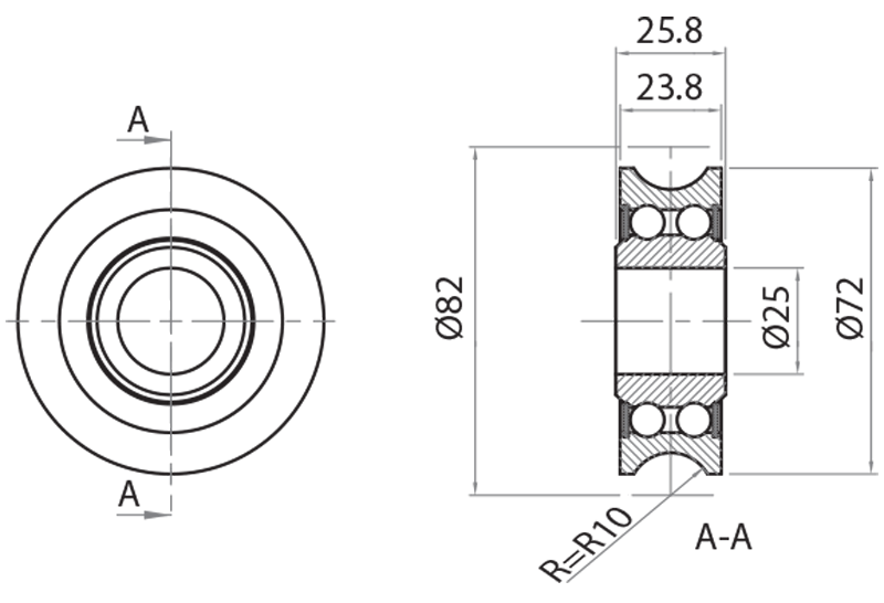 802072 - Laufrad Ø72 für Gleitführungen / Linearführungen Ø20 / Lineare Laufsysteme / Produkte / Alutec | Profili in alluminio, sistemi di trasporto e automazione industriale - Alutec Group 802072 - Laufrad Ø72 für Gleitführungen / Linearführungen Ø20 / Lineare Laufsysteme / Produkte / Alutec | Profili in alluminio, sistemi di trasporto e automazione industriale - Alutec Group