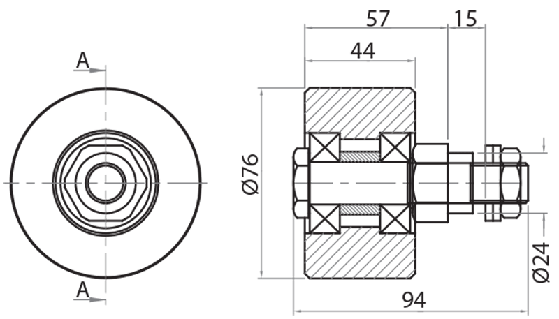 820476 - Ruota cilindrica Ø76 concentrica / Movim. su profili 60x180 e 60x130 / Sistemi lineari di scorrimento / Prodotti / Alutec | Profili in alluminio, sistemi di trasporto e automazione industriale - Alutec Group 820476 - Ruota cilindrica Ø76 concentrica / Movim. su profili 60x180 e 60x130 / Sistemi lineari di scorrimento / Prodotti / Alutec | Profili in alluminio, sistemi di trasporto e automazione industriale - Alutec Group
