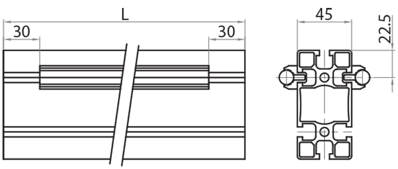 801245 - Profile 45x90 with guide / Motorized linear units / Linear sliding systems / Products / Alutec | Profili in alluminio, sistemi di trasporto e automazione industriale - Alutec Group 801245 - Profile 45x90 with guide / Motorized linear units / Linear sliding systems / Products / Alutec | Profili in alluminio, sistemi di trasporto e automazione industriale - Alutec Group