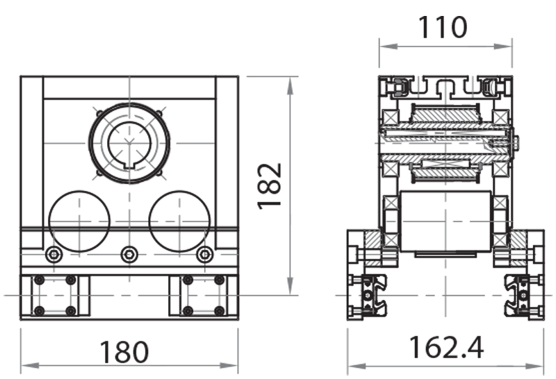 M08290P - Drive unit with carriages for M08250P / Carriage driven linear unit / Linear sliding systems / Products / Alutec | Profili in alluminio, sistemi di trasporto e automazione industriale - Alutec Group M08290P - Drive unit with carriages for M08250P / Carriage driven linear unit / Linear sliding systems / Products / Alutec | Profili in alluminio, sistemi di trasporto e automazione industriale - Alutec Group