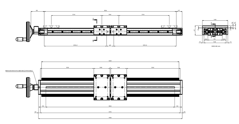 022004PC - Linear positioner with rail system and two opposing carriages / Linear positioners / Linear sliding systems / Products / Alutec | Profili in alluminio, sistemi di trasporto e automazione industriale - Alutec Group 022004PC - Linear positioner with rail system and two opposing carriages / Linear positioners / Linear sliding systems / Products / Alutec | Profili in alluminio, sistemi di trasporto e automazione industriale - Alutec Group