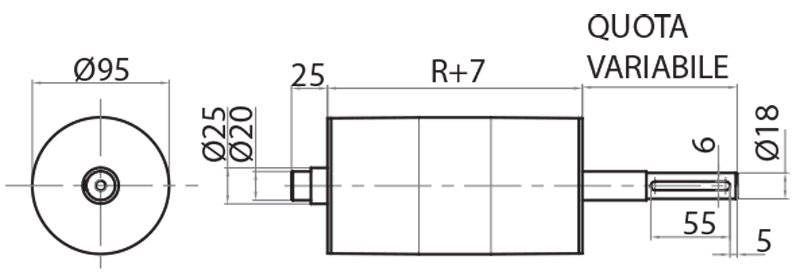 904521 - Ø95 Antriebsrolle für zentrale Gruppe / Motorisierter Förderer mit Rollen Ø50 / Modulares Förderband / Produkte / Alutec | Profili in alluminio, sistemi di trasporto e automazione industriale - Alutec 904521 - Ø95 Antriebsrolle für zentrale Gruppe / Motorisierter Förderer mit Rollen Ø50 / Modulares Förderband / Produkte / Alutec | Profili in alluminio, sistemi di trasporto e automazione industriale - Alutec