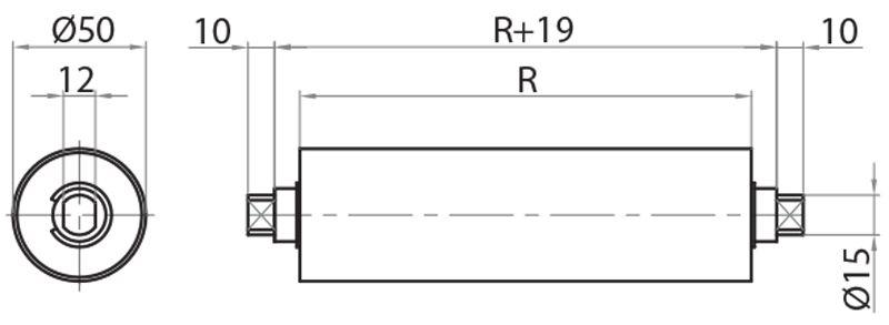 904523 - Rullo di rinvio e tensionamento Ø50 per gruppo centrale / Trasporto motorizzato con rulli Ø50 / Nastri di trasporto / Prodotti / Alutec | Profili in alluminio, sistemi di trasporto e automazione industriale - Alutec Group 904523 - Rullo di rinvio e tensionamento Ø50 per gruppo centrale / Trasporto motorizzato con rulli Ø50 / Nastri di trasporto / Prodotti / Alutec | Profili in alluminio, sistemi di trasporto e automazione industriale - Alutec Group