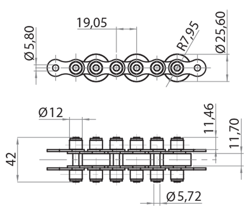 939902-29 - Catena 3/4" tripla con rullo folle / Trasporto ad accumulo catena 3/4" / Trasporto ad accumulo, rulliere / Prodotti / Alutec | Profili in alluminio, sistemi di trasporto e automazione industriale - Alutec 939902-29 - Catena 3/4" tripla con rullo folle / Trasporto ad accumulo catena 3/4" / Trasporto ad accumulo, rulliere / Prodotti / Alutec | Profili in alluminio, sistemi di trasporto e automazione industriale - Alutec