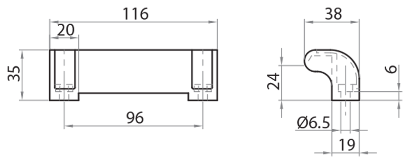 621116 - Unfallverhütungsgriff 116 mm / Zubehör für Verschlüsse / Edelstahlkonstruktionen / Produkte / Alutec | Profili in alluminio, sistemi di trasporto e automazione industriale - Alutec Group 621116 - Unfallverhütungsgriff 116 mm / Zubehör für Verschlüsse / Edelstahlkonstruktionen / Produkte / Alutec | Profili in alluminio, sistemi di trasporto e automazione industriale - Alutec Group