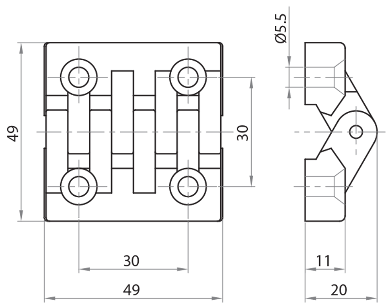 601818 - Polyamide hinge profiles 18,5x32 32x32 with inserts / Sealing accessories / Stainless steel structures / Products / Alutec | Profili in alluminio, sistemi di trasporto e automazione industriale - Alutec Group 601818 - Polyamide hinge profiles 18,5x32 32x32 with inserts / Sealing accessories / Stainless steel structures / Products / Alutec | Profili in alluminio, sistemi di trasporto e automazione industriale - Alutec Group