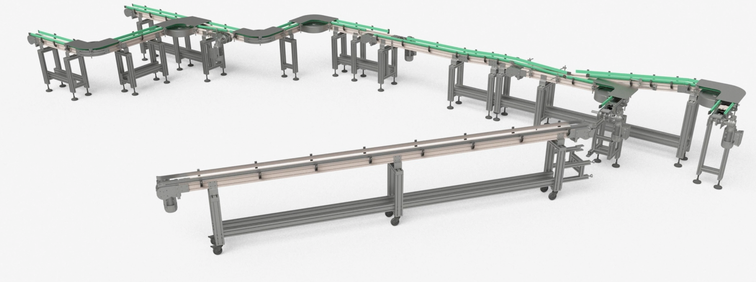 Alutec’s conveyor belt project with the possibility of configuration, according of customer needs