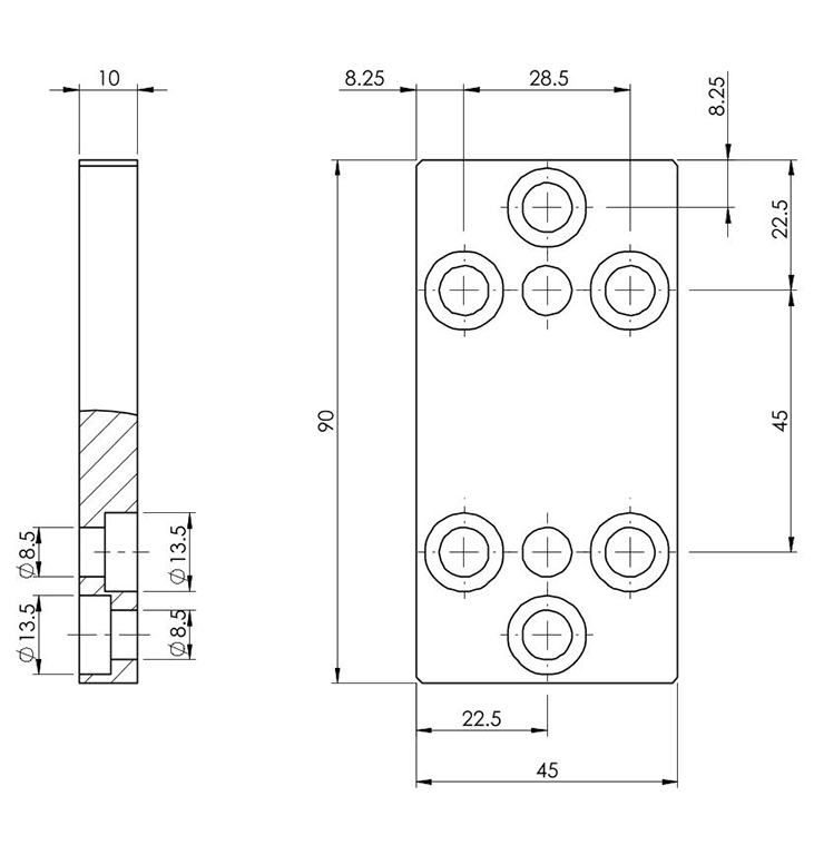 304590 - Connection and fastening plate 45x90 / Connections: angle brackets, fastening plates, butt joints / Fastening accessories / Products / Alutec | Profili in alluminio, sistemi di trasporto e automazione industriale - Alutec Group 304590 - Connection and fastening plate 45x90 / Connections: angle brackets, fastening plates, butt joints / Fastening accessories / Products / Alutec | Profili in alluminio, sistemi di trasporto e automazione industriale - Alutec Group
