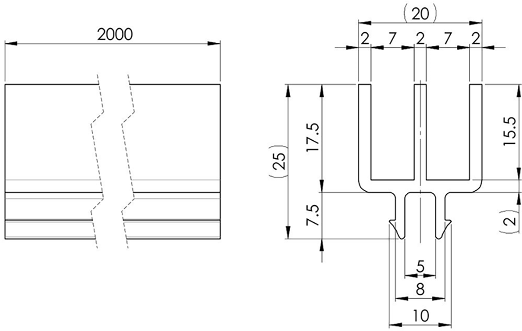 700006 - Profile for 2 doors sliding in PVC or polycarbonate / Completion accessories / Accessories for structures and protections / Products / Alutec | Profili in alluminio, sistemi di trasporto e automazione industriale - Alutec Group 700006 - Profile for 2 doors sliding in PVC or polycarbonate / Completion accessories / Accessories for structures and protections / Products / Alutec | Profili in alluminio, sistemi di trasporto e automazione industriale - Alutec Group