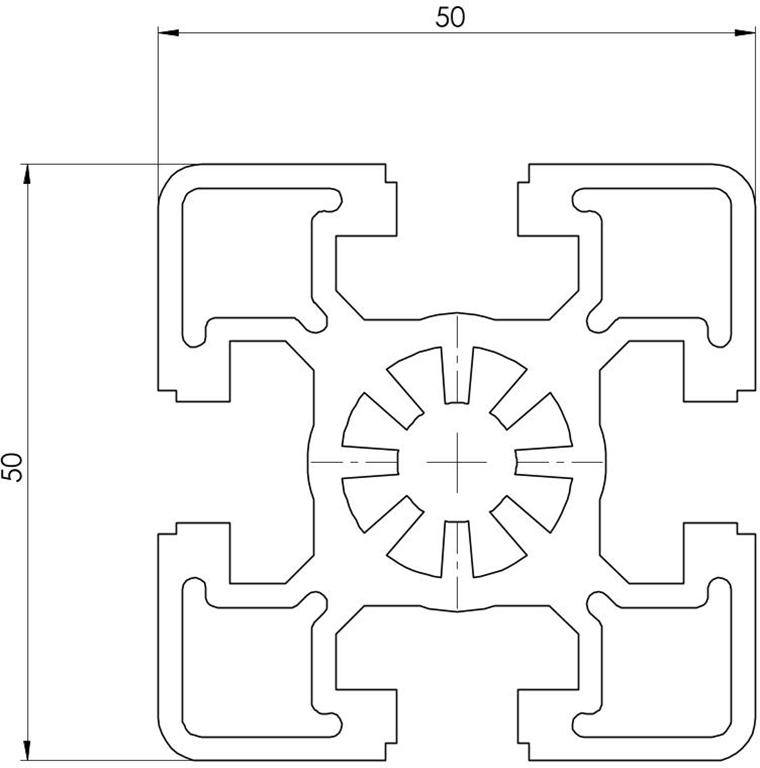 175050L - light profile 50x50 / Groove 10 series 50 / Groove / Aluminium profiles / Products / Alutec | Profili in alluminio, sistemi di trasporto e automazione industriale - Alutec Group 175050L - light profile 50x50 / Groove 10 series 50 / Groove / Aluminium profiles / Products / Alutec | Profili in alluminio, sistemi di trasporto e automazione industriale - Alutec Group