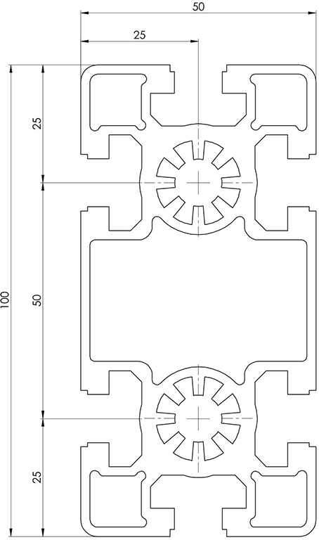 175010L - Profilo 50x100 leggero / Cava 10 Serie 50 / Cava / Profili in Alluminio / Prodotti / Alutec | Profili in alluminio, sistemi di trasporto e automazione industriale - Alutec Group 175010L - Profilo 50x100 leggero / Cava 10 Serie 50 / Cava / Profili in Alluminio / Prodotti / Alutec | Profili in alluminio, sistemi di trasporto e automazione industriale - Alutec Group